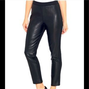 Joan River black faux leather front panel cropped pants sz 3XP